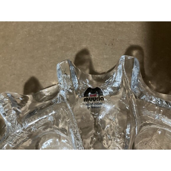 Muurla Finland Crystal Glass Candle Holder. Snowflake Form for 5 Tealights. 70’s - Picture 7 of 16